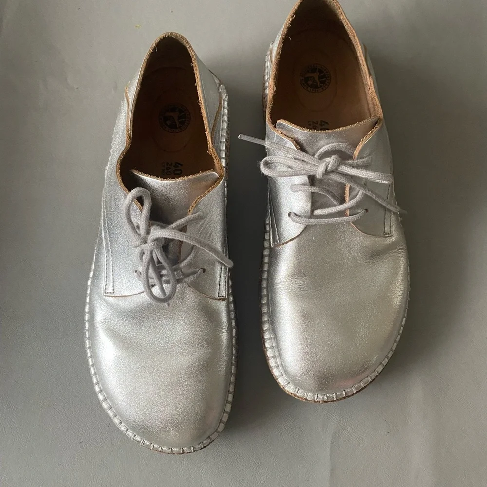 Birkenstock Gary Shoes Mules Clogs size 40 Birkenstocks grey silver 9 9.5 - Picture 3 of 10